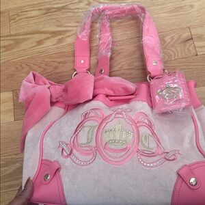Juicy cuture bag 
Rare find 
Pink and Cream Tote Bag with Crown Embroidery